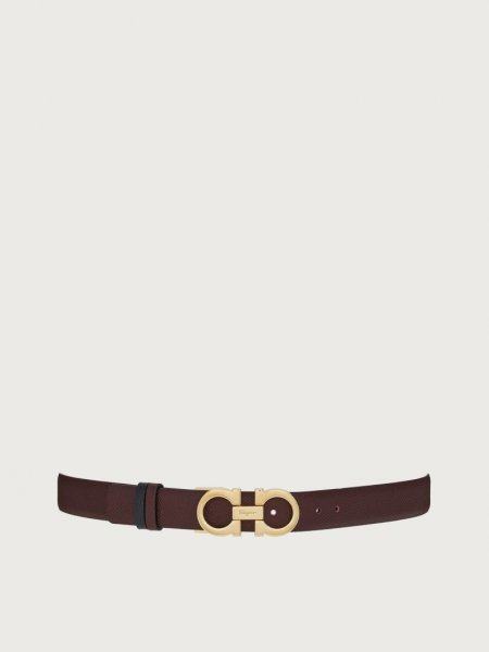 Ferragamo | Women's Reversible And Adjustable Gancini Belt - Ganache Brown/Black