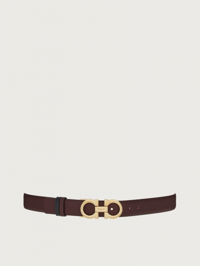 Ferragamo | Women's Reversible And Adjustable Gancini Belt - Ganache Brown/Black