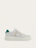 Ferragamo | Men's Low Cut Sneaker With Gancini Outline - Optic White