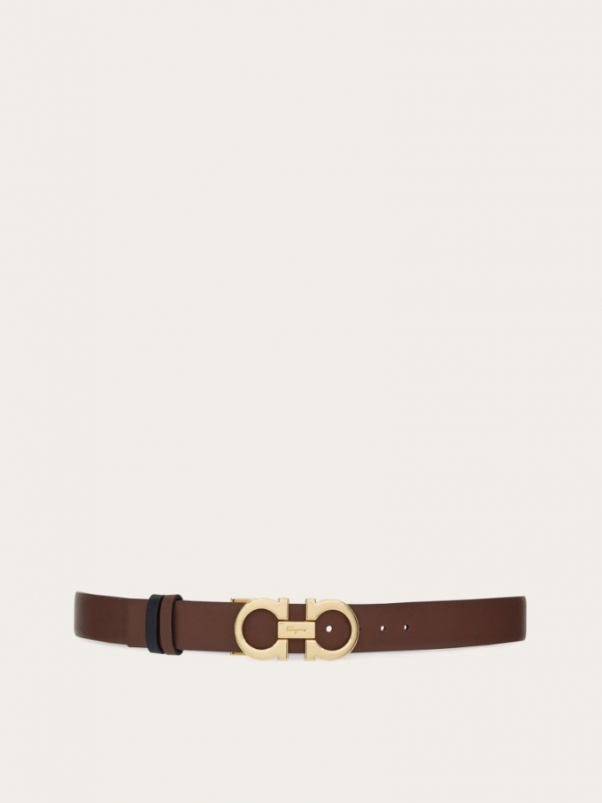 Ferragamo | Women's Reversible And Adjustable Gancini Belt - Cocoa/Black