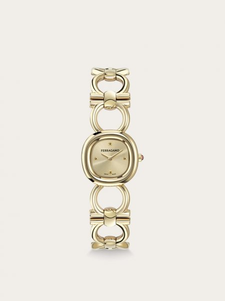 Ferragamo | Women's Double Gancini Watch - Ip Yellow Gold/Champagne