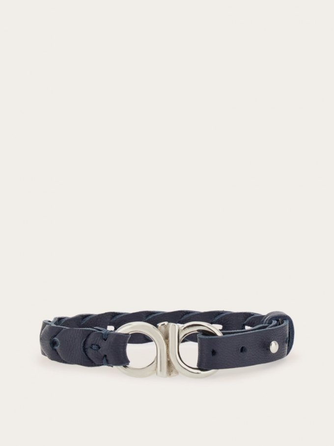 Ferragamo | Men's Braided Gancini Bracelet - New Navy Blue