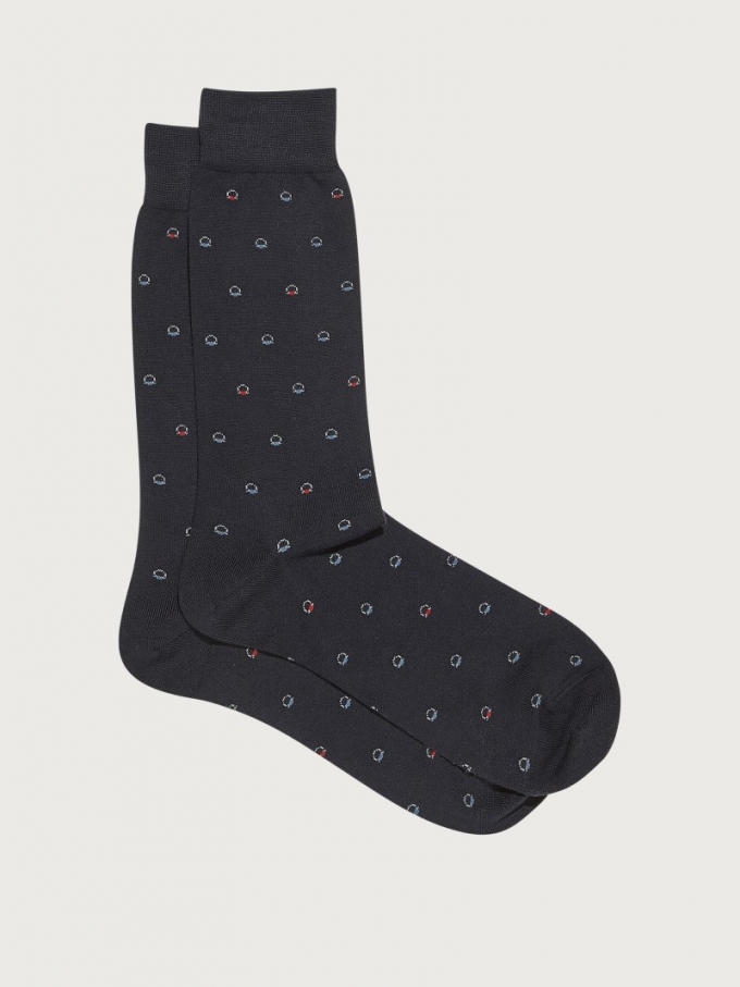 Ferragamo | Men's Medium Gancini Jacquard Sock - Blue