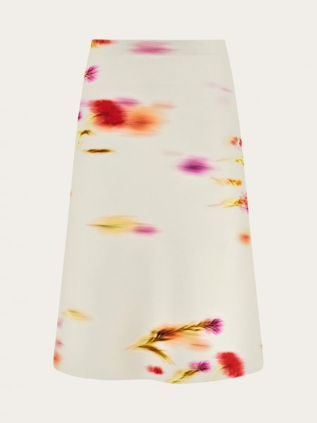 Ferragamo | Women's Blossom Print Skirt - Mascarpone/Red/Cherry