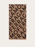 Ferragamo | Women's Double Scarf With Lettering - Black/Camel/Beige