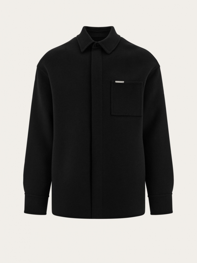 Ferragamo | Men's Cashmere-Blend Overshirt - Black