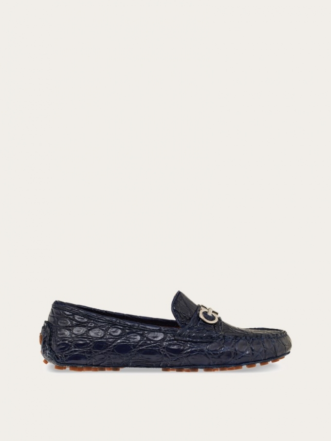 Ferragamo | Women's Driver With Gancini Ornament - New Navy Blue