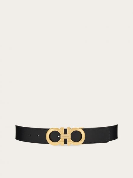 Ferragamo | Men's Reversible And Adjustable Gancini Belt - Black/Hickory