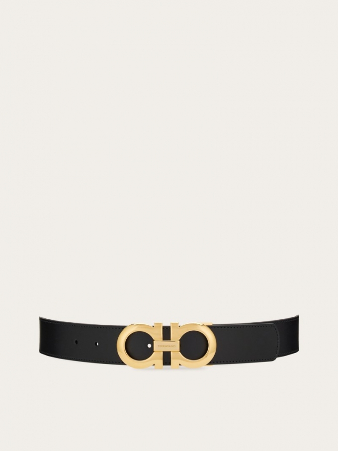 Ferragamo | Men's Reversible And Adjustable Gancini Belt - Black/Hickory