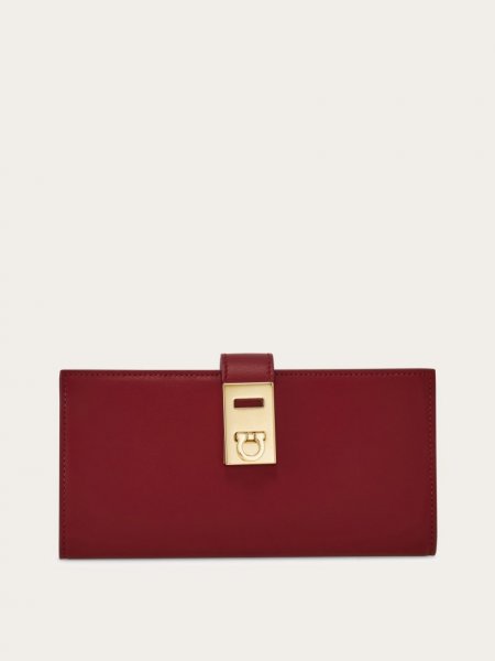 Ferragamo | Women's Hug Continental Wallet - Bourgogne/Stone