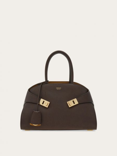 Ferragamo | Women's Hug Bicolor Handbag - Testa Di Moro/Burnt Ocher