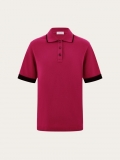 Ferragamo | Men's Polo Shirt With Contrasting Sleeve Detail - Cherry Red/Black