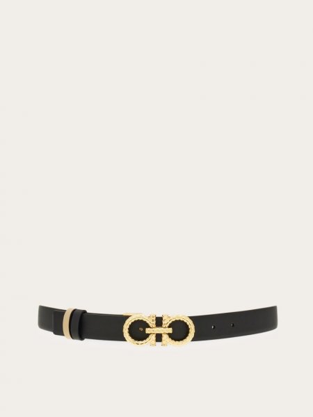 Ferragamo | Women's Adjustable And Reversible Gancini Belt - Black/Stone