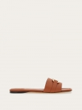 Ferragamo | Women's Flat Slide With Gancini Ornament - Tan