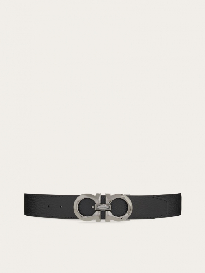 Ferragamo | Men's Reversible And Adjustable Gancini Belt - Black/Testa Di Moro