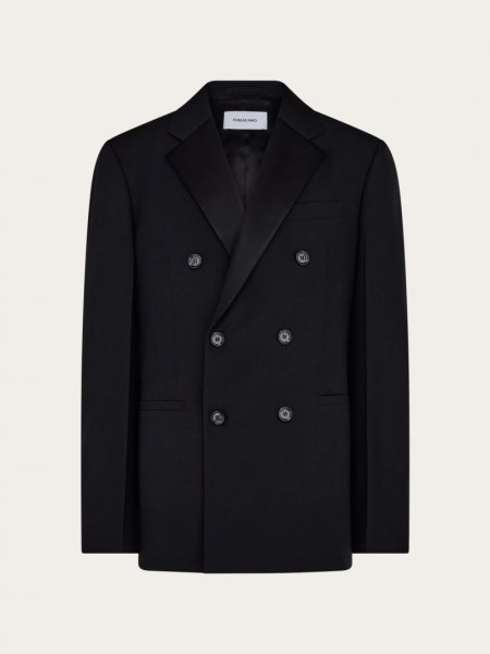 Ferragamo | Men's Double Breasted Blazer - Black