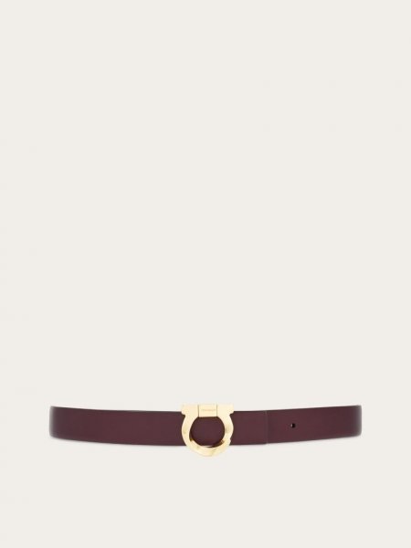 Ferragamo | Women's Reversible Belt With Torchon Gancini - Dark Barolo/Testa Di Moro