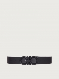 Ferragamo | Men's Reversible And Adjustable Gancini Belt - Black/Asphalt Grey