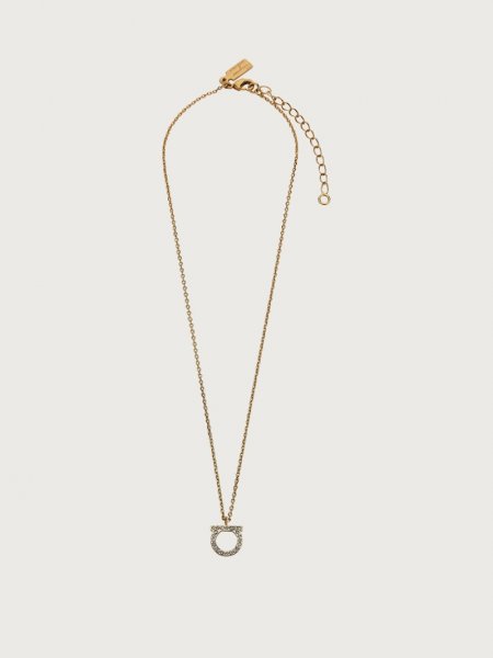 Ferragamo | Women's Gancini Crystals Necklace - Gold (L)