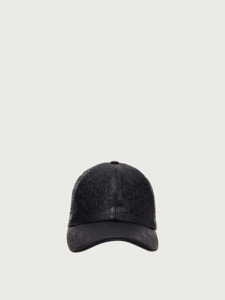 Ferragamo | Men's Leather Gancini Baseball Cap - Black