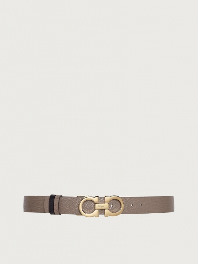 Ferragamo | Women's Reversible And Adjustable Gancini Belt - Caraway Seed/Black