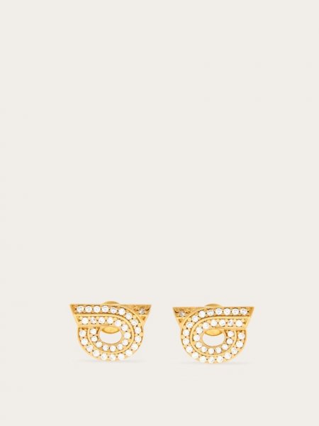 Ferragamo | Women's Gancini Earrings With Rhinestones - Gold (Size 14)