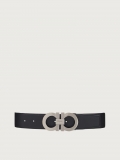 Ferragamo | Men's Reversible And Adjustable Gancini Belt - Black/Vicuna