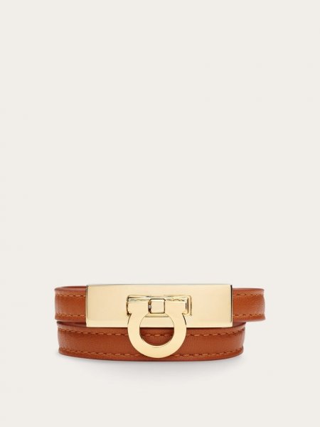 Ferragamo | Women's Gancini Double Twist Bracelet - Cognac (Size 15)