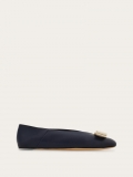 Ferragamo | Women's Vara Bow Ballet Flat - Navy Blue/Mascarpone