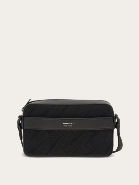 Ferragamo | Men's Monogram Crossbody Bag - Black