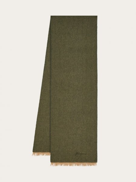 Ferragamo | Men's Cashmere Scarf - Olive Green/Camel