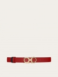 Ferragamo | Women's Reversible And Adjustable Gancini Belt - Lipstick Red/Black