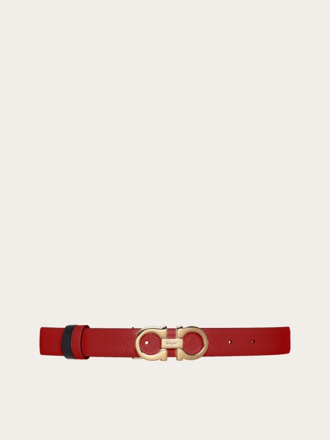 Ferragamo | Women's Reversible And Adjustable Gancini Belt - Lipstick Red/Black