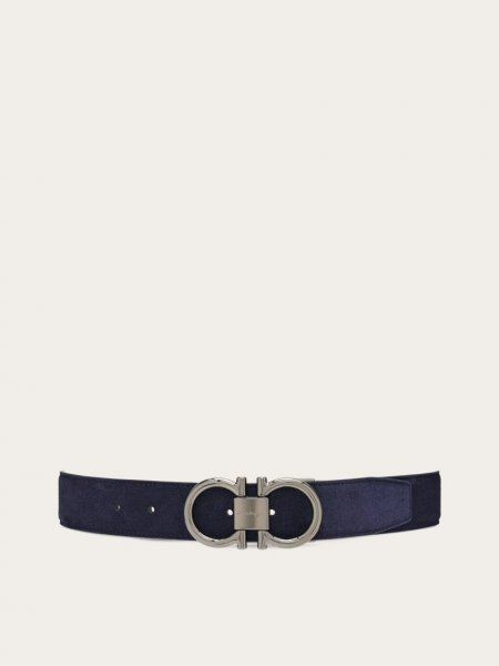 Ferragamo | Men's Adjustable Gancini Belt - Navy Blue