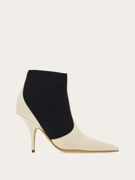 Ferragamo | Women's Ankle Boot With Graphic Detail - Mascarpone/Black