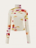 Ferragamo | Women's Blossom Print Mock Neck Top - Mascarpone/Red/Cherry