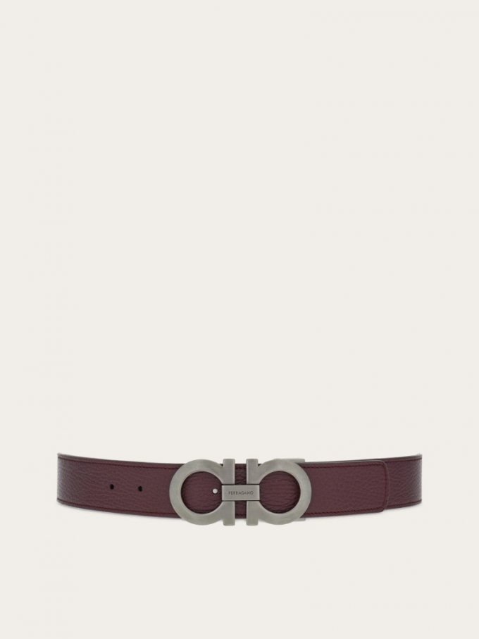 Ferragamo | Men's Reversible And Adjustable Gancini Belt - Dark Barolo/Black