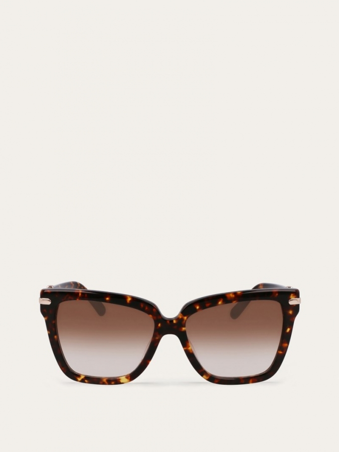 Ferragamo | Women's Sunglasses - Dark Tortoise/Green