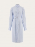 Ferragamo | Women's Shirt Dress With High Collar - White/Sky Blue