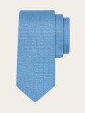 Ferragamo | Men's Monogram Print Silk Tie - Light Blue