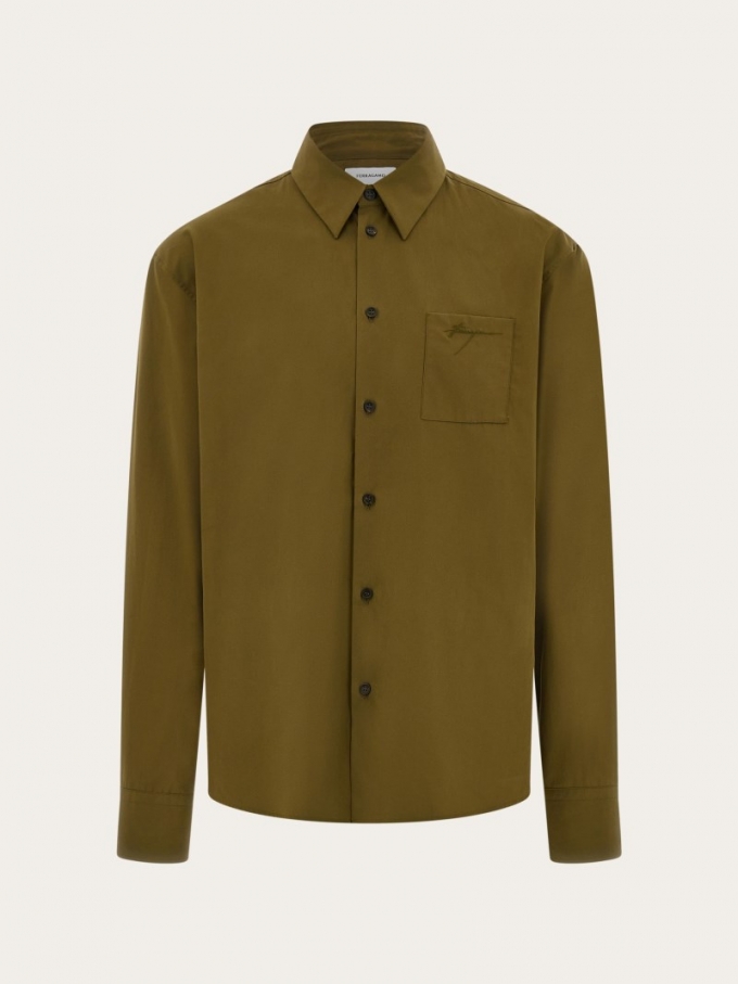 Ferragamo | Men's Long Sleeved Shirt - Olive Green