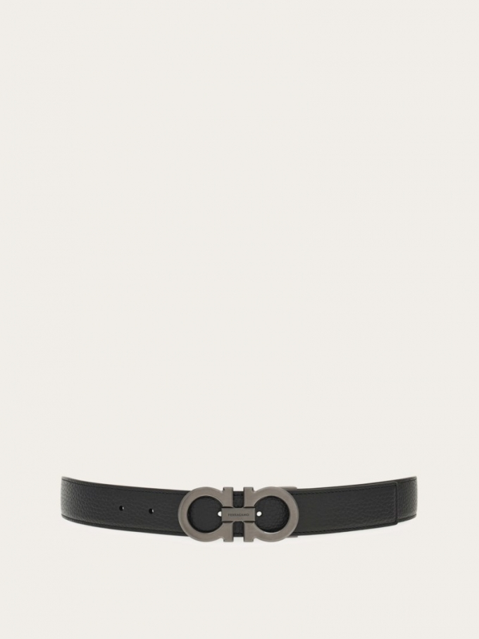 Ferragamo | Men's Reversible And Adjustable Gancini Belt - Black/Clay