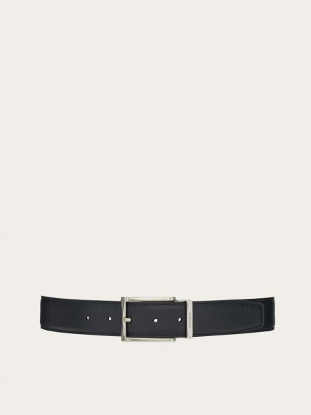 Ferragamo | Men's Reversible And Adjustable Belt - Black/Ultramarine