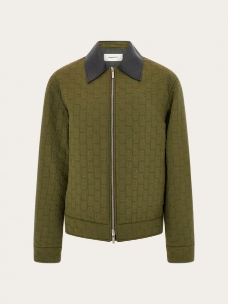 Ferragamo | Men's Monogram Blouson - Olive Green