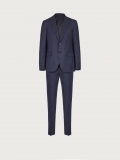 Ferragamo | Men's Check Suit In Wool - Midnight Blue