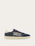 Ferragamo | Women's Low Top Sneaker With Logo - Ultramarine Blue/Mascarpone