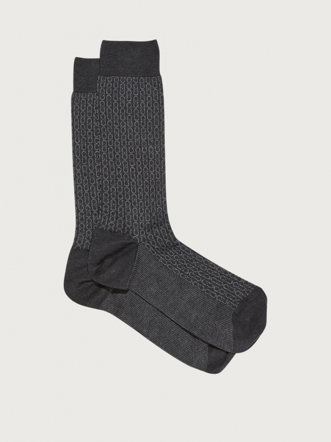 Ferragamo | Men's Medium Gancini Sock - Grey