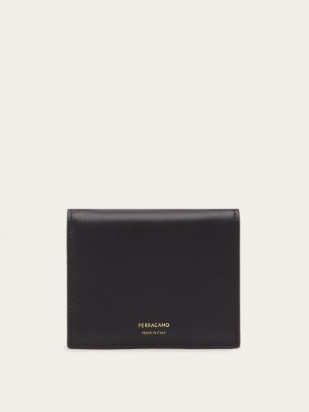 Ferragamo | Women's Compact Wallet - Black/Cognac