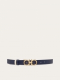 Ferragamo | Women's Reversible And Adjustable Gancini Belt - Navy Blue/Bone