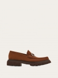 Ferragamo | Men's Moccasin With Gancini Ornament - Brown